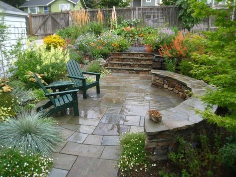 Landscaping A Corner Area, Entry Idea, Sitting Wall, Seating Wall, Wall Stairs, Circular Patio, Low Seating, Pool Wall, Living Pool