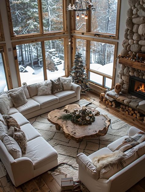 Ski Cottage, Cottage Winter, Cabin Weekend, Log Cabin Living, Log Cabin Interior, Mountain Getaway, Winter Cabin, Mountain Lodge, Modern Rustic Interiors