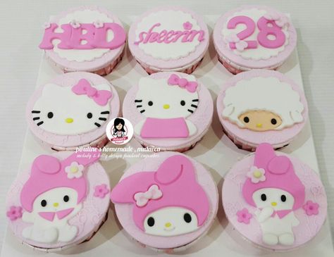 My Melody Cupcakes, My Melody Design, Sanrio Birthday, Melody Hello Kitty, Hello Kitty Cake, Fondant Cupcakes, Hello Kitty My Melody, Birthday Cupcakes, Character Design References