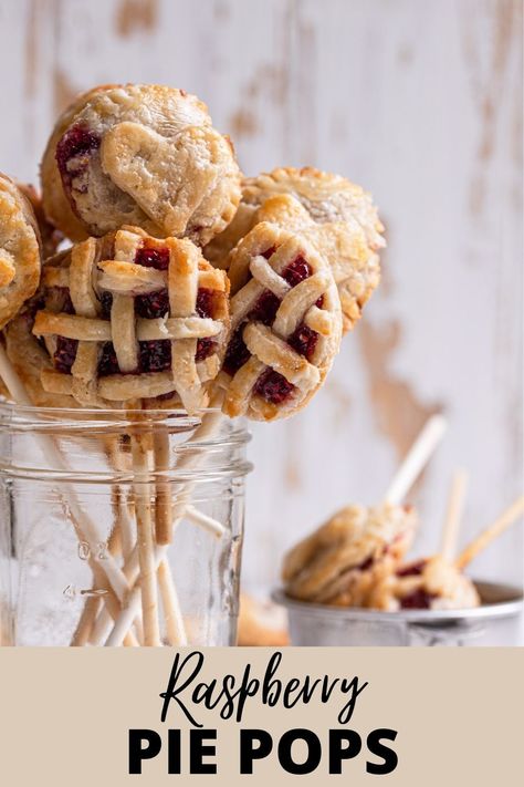 Pie pops are a tender, delicous and fun tiny pies baked ontop of a lollipop sticks and are the pefect way to enjoy pie during picnic season.|#PIE #PIEPOPS#MINIPIE #PIECRUST #RASPBERRYPIE #RASPBERRYFILLINg #PIEPHOTOGRAPHY #PIERECIPE #PIEPOPSRECIPE| Bourbon Pie, Lattice Pastry, Tiny Pies, Pie Pops, Raspberry Pie, Raspberry Filling, Lollipop Sticks, Mini Pies, Hand Pies