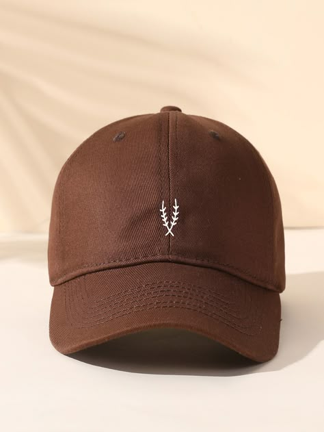 Brown Casual Collar  Woven Fabric Graphic Baseball Cap Embellished   Women Accessories Brown Hat, Stylish Caps, Brown Hats, Retro Ads, Classy Casual Outfits, Classy Casual, Leaf Pattern, Hat Fashion, Woven Fabric