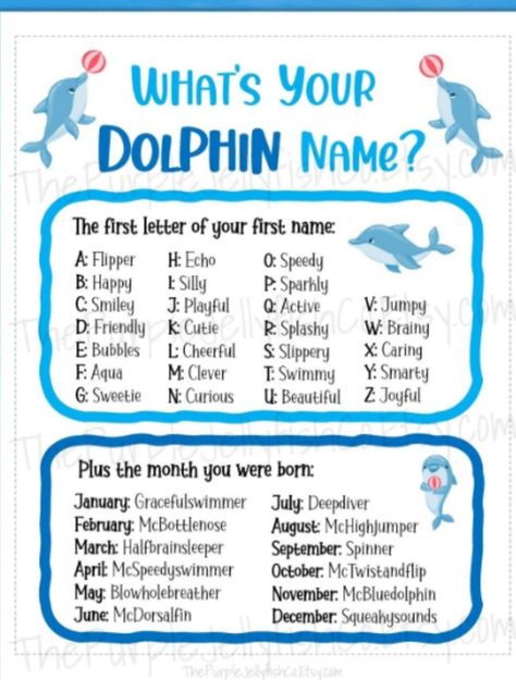 Pick a name for a bday party Names Ocean, Under The Sea Games, Dolphin Birthday Parties, Dolphin Party, Sea Party Ideas, Ocean Birthday Party, Ocean Birthday, Ocean Activities, Ocean Party