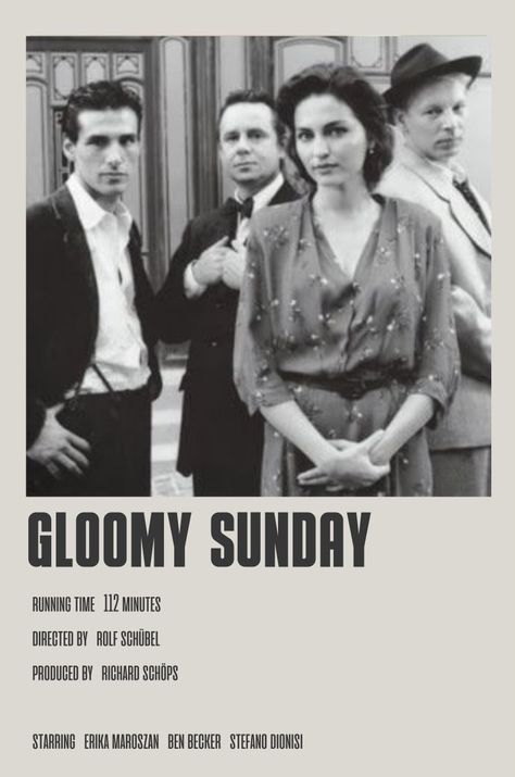 gloomy sunday movie 1999 poster Gloomy Sunday Movie, Gloomy Sunday, Sunday Movies, Good Animated Movies, Movie Time, Gloomy Day, About Time Movie, Cool Animations, Animated Movies