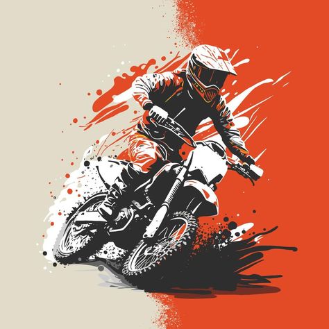 Motocross Vector, Motocross Graphics, Fox Motocross, Brush Effect, Motocross Riders, Vintage Motocross, Printable Images, Car Illustration, Bike Rider