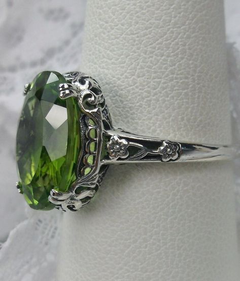 Mystic Fire Topaz, Edwardian Jewelry, Gorgeous Ring, Magical Jewelry, Unusual Jewelry, Sterling Silver Filigree, Peridot Ring, Peridot Gemstone, Green Peridot