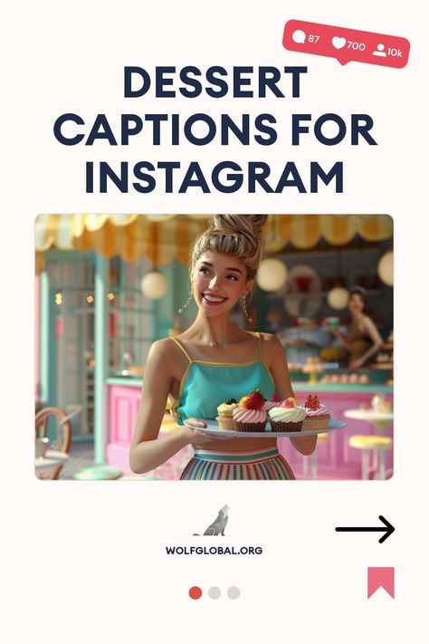 Alt text: "A smiling woman holds a plate of colorful cupcakes, with 'Dessert Captions for Instagram' text overlay."
A colorful graphic with pun-filled dessert-related affirmations and a 'Get 100+ More' button.
A smiling woman using a laptop surrounded by social media icon illustrations and promotional text. Instagram Captions Sweet, Dessert Captions, Captions For Instagram, Insta Feed, Hot Fudge, Eat Dessert, Something Sweet, Just Kidding, Balanced Diet