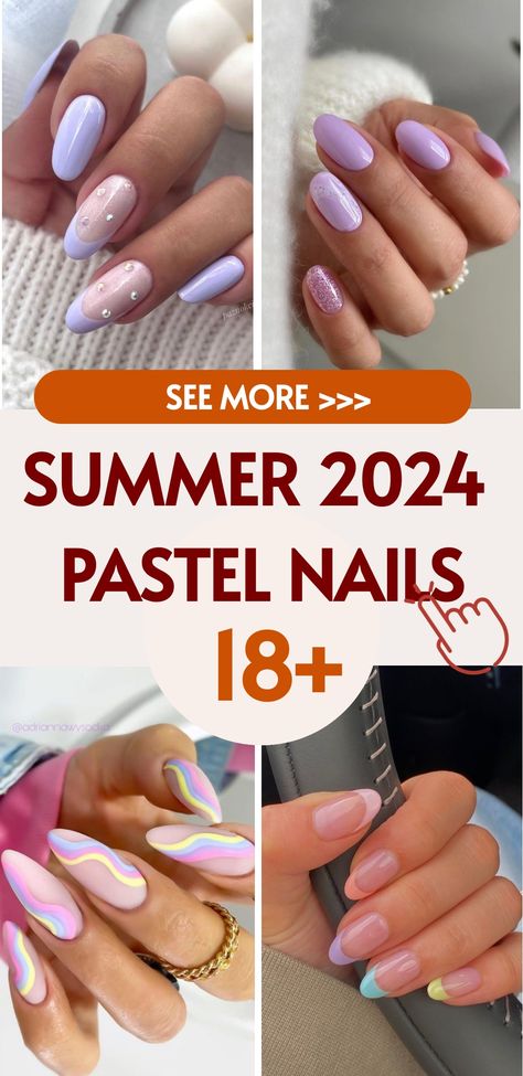 Nails Cotton Candy, Different Color Nails, Pastel Pink Nails, Pastel Nail Art, Peach Tones, Tom Pastel, Summer Aesthetics, Pastel Nails Designs, Pastel Nail