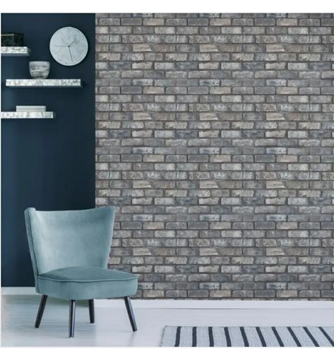 Brick Wallpaper Kitchen, Brick Wallpaper Grey, Rustic Brick, Patterned Wallpaper, Boys Bedroom Makeover, Printed Wallpaper, Brick Texture, Brick Wallpaper, Brick Design