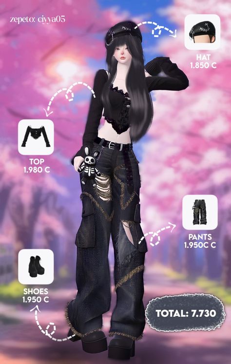 Zepeto Emo Outfit, Zepeto Coin Outfit Ideas, Outfit Zepeto Coin, Gta 5 Matching Outfits, Zepeto Couple Outfit, Zepeto Ideas, Zepeto Avatar Ideas, Zepeto Looks Ideas, Outfit Grunge