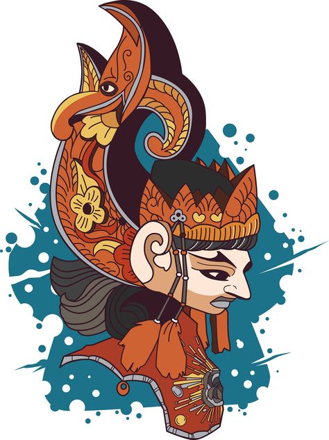 Wayang Golek Sunda, Wayang Kulit Drawing, Dekoratif Art, Puppet Illustration, Batik Wayang, Logo Tipografi, Wood Puppet, Wayang Golek, Cartoon Sea Animals