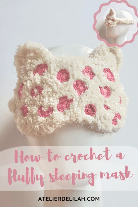 Sleep Mask Crochet, Mask Crochet Pattern, Cat Eye Mask, Mask Crochet, Eye Mask For Sleeping, Fluffy Yarn, Crochet Eyes, Fun Crochet Projects, Sleeping Mask