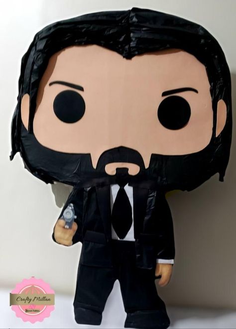 Custom piñatas by Crafty Millan & Sweet Tables. 100% Handmade John Wick Party, Tables Centerpieces, Dessert Tables, Keanu Reeves, Dessert Table, John Wick, Funko Pop, Photo Props, Party Ideas