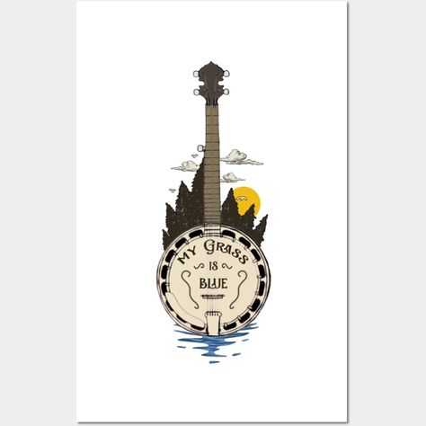 Vintage Bluegrass Banjo Landscape Art - Bluegrass - Posters and Art Prints | TeePublic Bluegrass Tattoo Ideas, Bluegrass Tattoo, Banjo Art, Festival Art, Art Installation, 2024 Vision, Banjo, Band Tees, Installation Art