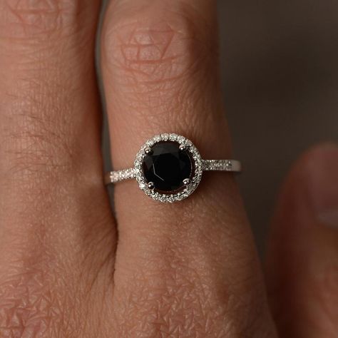 Rings Black Halo Ring Black Spinel Ring Promise Ring for Girl | Etsy Black Rings Engagement, Year Ring, Morganite Wedding Rings, Black Spinel Ring, Morganite Engagement Ring Set, Black Diamond Solitaire, Pink Morganite Engagement Ring, Unique Engagement Ring Settings, Rings Black