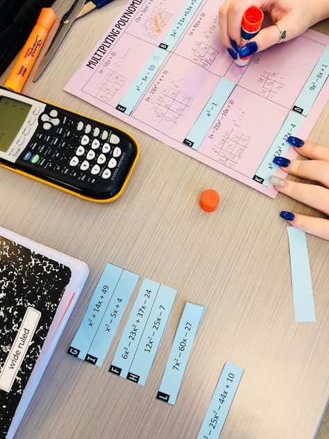 Multiplying Polynomials Activity Polynomials Activity, Polynomials Worksheet, Multiplying Polynomials, Secondary Math Classroom, Middle School Literacy, Teaching Algebra, Learn Math, Maths Algebra, Math School