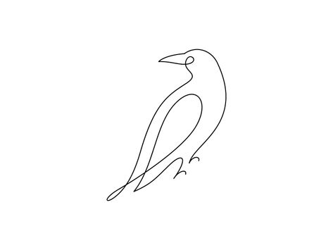 Small Raven Tattoo Simple, Crow Line Art Tattoo, Minimalistic Raven Tattoo, Dainty Raven Tattoo, Mini Raven Tattoo, Raven Tatoos Ideas, Simple Raven Tattoo Outline, Raven Tattoo Linework, Raven Sketch Simple