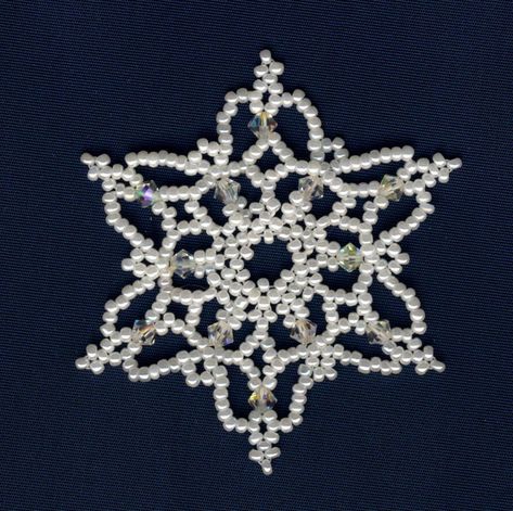 Snowflake #7 Ornament Pattern FREE PATTERN  on Craftsy.com BY Sandra D Halpenny Beaded Snowflakes Ornament, Beaded Christmas Decorations, Beaded Snowflake, Beaded Ornament Covers, Outside Christmas Decorations, Christmas Snowflakes Ornaments, Beaded Snowflakes, Beading Patterns Free, Crochet Snowflakes