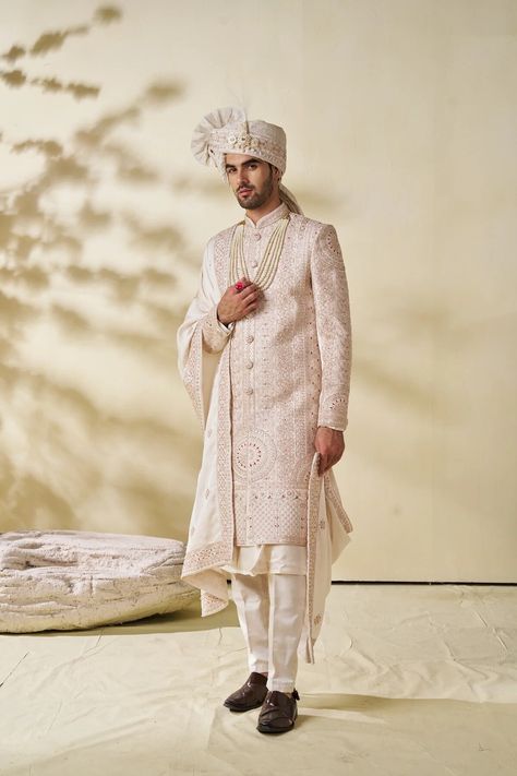 ELEGANT CREAM GROOM Outfit, men engagement dress, groom reception dress, groom wedding dress, men sherwani wedding, indian groom dres cream Cream Sherwani Grooms, Reception Dress Groom, Engagement Dress Groom, Men Sherwani Wedding Indian Groom, Men Sherwani Wedding, Cream Sherwani, Wedding Matching Outfits, Sherwani Wedding, Men Sherwani