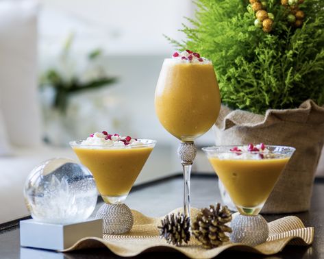 Cristina Ferrare's Holiday Cheer Smoothie Cristina Ferrare, Body Mind Soul, Healthy Drink, Pumpkin Pumpkin, Coconut Whipped Cream, Holiday Meals, New Cookbooks, Pomegranate Seeds, Classic Holiday