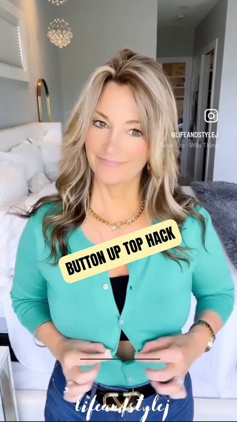 Jill Armstrong / Life & Style | ✨✨✨Here is a savvy button up top or cardigan hack to keep your buttons from gaping around your bust area. ✨✨ Have a blessed Sunday and… | Instagram Button Hack, A Blessed Sunday, Have A Blessed Sunday, Blessed Sunday, Button Up Top, Clothing Hacks, Life Style, Everyday Fashion, Sweater Cardigan