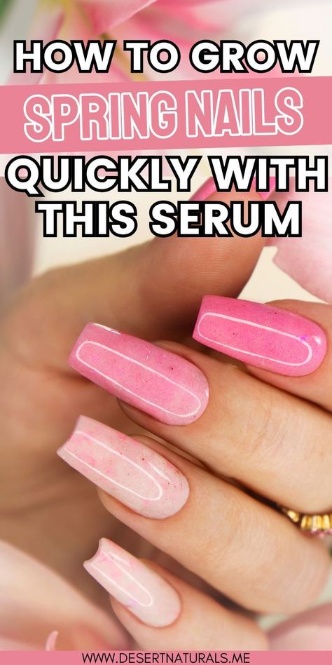 Grow spring nails quickly with this DIY nail growth serum.  Your spring nails will look fabulous and you'll be able to have all the trendy styles with long healthy nails.  DIY nail growth serum is easy to make and totally worth it. Fast Nail Growth, Nail Growth Diy, Nail Growth Serum, Nail Remedies, Nail Routine, Diy Serum, Myrrh Essential Oil, Nail Serum, Diy Beauty Treatments