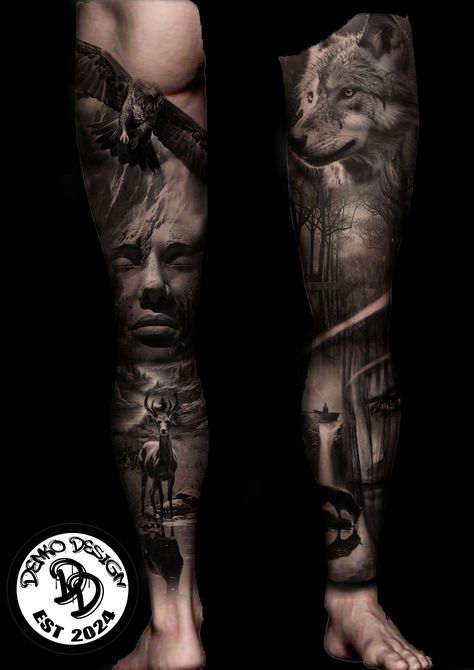 Realism Leg Sleeve, Beau Tattoo, Clock Tattoo Sleeve, Shoulder Cap Tattoo, Realistic Background, American Traditional Tattoo Ideas, Traditional Tattoo Ideas, Full Leg Tattoos, Leg Tattoo Men