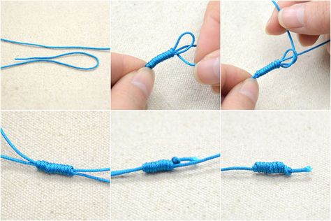 tie a sliding knot Knot For Bracelet, Knot Tying Tutorial, Knot Friendship Bracelet, Bracelet Step By Step, Parachute Cord Crafts, Cord Crafts, Body Jewelry Diy, Sliding Knot Bracelet, Vintage Turquoise Jewelry