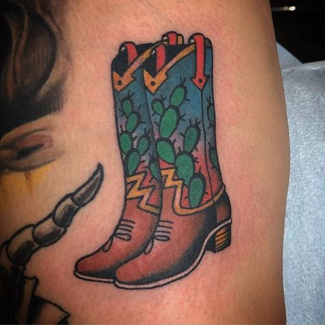 Fun pair boots for Michelle. Thanks mama!! Made at @thunderbirdtattoola Boots Tattoo, Boot Tattoo, Cowboy Boot Tattoo, Best Cowboy Boots, State Tattoos, Cowboy Tattoos, Western Designs, Cactus Tattoo, Red Cowboy Boots