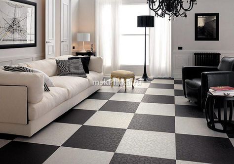 Ceramic Granite, Beautiful Wall Design and Modern Flooring Ideas Black And White Flooring, Beautiful Tile Floor, Black And White Living Room, Minimalist Living Room Design, Modern Flooring, White Tile Floor, Living Room Tiles, Ceramic Floor Tiles, Tile Inspiration