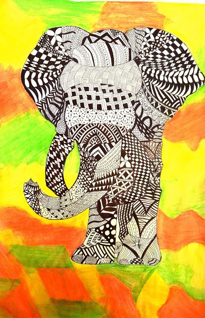 Art Lesson Plans K-12: Middle School, Zentangle Animals Zentangle Animals Art, Art Integration Lessons, Line Art Lesson, Animal Lessons, Art Teacher Resources, Zentangle Animals, 7th Grade Art, Spring Art Projects, Middle School Lesson Plans