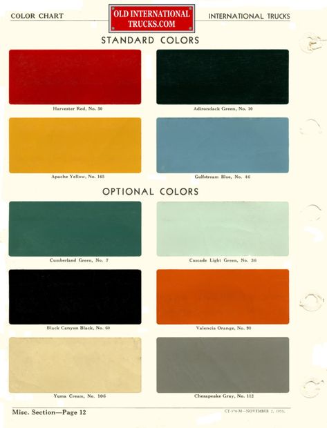 Cascade Lights, Spices Packaging, Paint Charts, Paint Color Chart, Opulent Interiors, International Scout, Scale Models Cars, International Harvester, Rat Rods