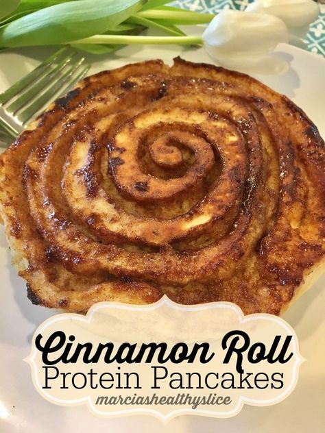 Celebrating a Runaversary with Cinnamon Roll Protein Pancakes | The Healthy Slice Keto Protein Breakfast, Non Dairy Protein, Greek Yogurt Protein Pancakes, Yogurt Protein Pancakes, Healthier Breakfast Ideas, Healthy Yummy Breakfast, Air Fryer French Toast Sticks, Air Fryer French Toast, Healthy Cinnamon Rolls