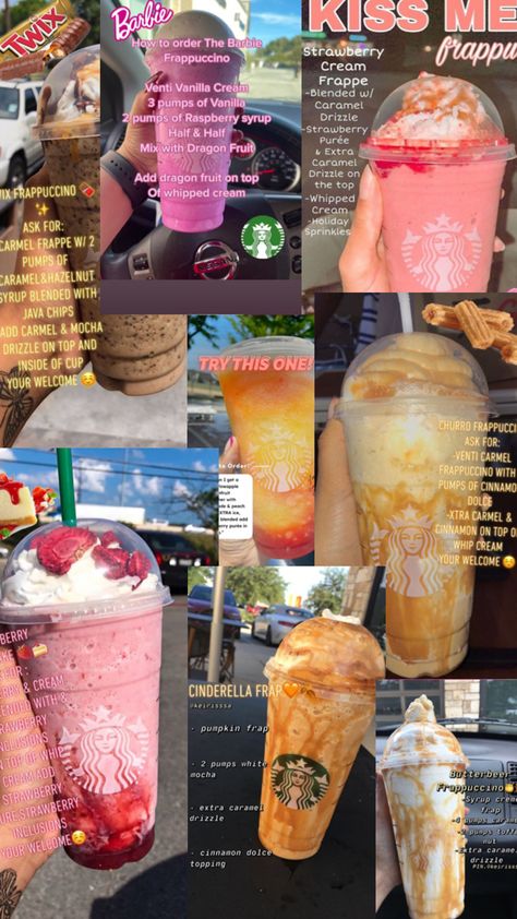 Starbucks Refresher Ideas, Starbucks Combos, Frappe Recipes, Starbucks Copycat Recipes Drinks, Starbucks Drink Menu, Coffee Orders, Starbucks Secret Menu Recipes, Cold Starbucks Drinks, Starbucks Orders