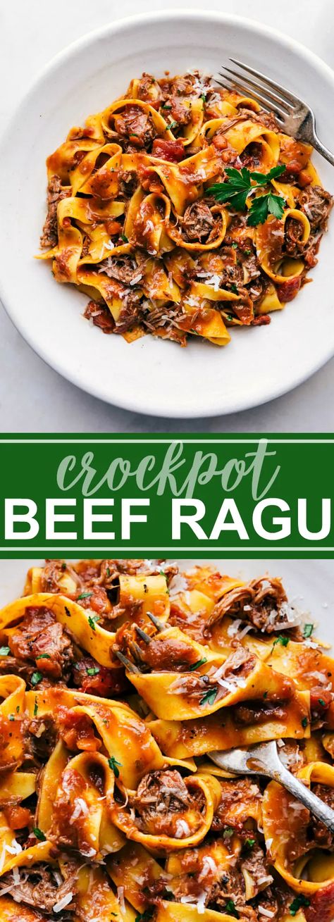 Beef Ragu {Crockpot Recipe} | Chelsea's Messy Apron Crock Pot Cold Weather Food, Red Meat Pasta Recipes, Stew Meat Pasta Recipes, Italian Crockpot Meals, Best Cold Weather Recipes, Crock Pot Stew Meat Recipes, Cold Weather Meals, Sausage Meat Recipes, Cold Weather Recipes