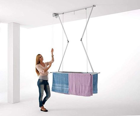 Ceiling Mounted Pulley Clothes Airer, Clothes drying rack, Airer Foxydry Mini 120, vertical folding laundry drying rack Garage Kasten, Drying Cupboard, Drying Room, Drying Rack Laundry, Folding Laundry, Laundry Room Inspiration, Laundry Drying, Small Laundry, Clothes Drying Racks