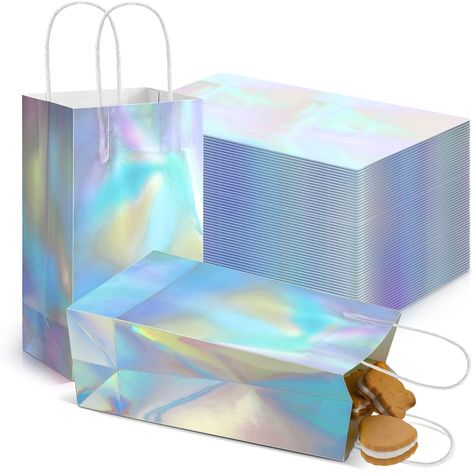 PRICES MAY VARY. Sufficient Quantity: you will receive 30 pieces of glitter gift bag with handles, abundant quantity can meet your daily needs and replacement needs, suitable for party decoration and sharing with friend Enough Capacity: the iridescent foil gift bag is approx. 8.3 x 5 x 3.2 inches, the size is large enough to carry many items, such as snacks, small toys, treats, and souvenirs, the bag bottoms are reinforced, sturdy and firm, no leakage worries Glitter Design: the holographic foil Holographic Party, Paper Handbag, Holographic Bag, Iridescent Foil, Reusable Gift Bags, Holographic Foil, Glitter Gifts, Birthday Halloween Party, Halloween Party Favors