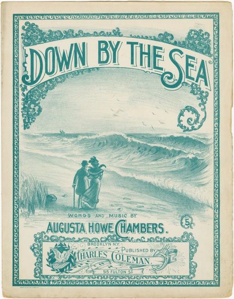 Down by the sea / words and music by Augusta Howe Chambers. Seaside Images, 1920s Swimsuit, Vintage Seaside, I Need Vitamin Sea, Old Sheet Music, Vintage Sea, Paper Toy, Images Vintage, Vintage Sheet Music