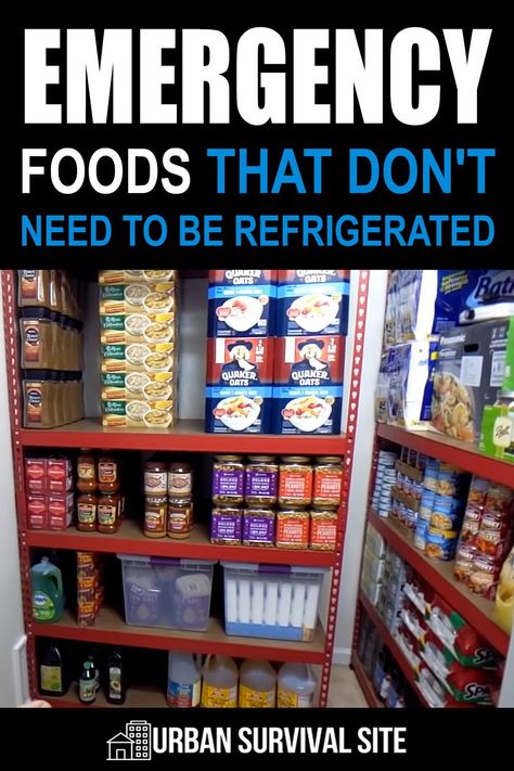 Since the power could be out for a long time after a disaster, you should stockpile emergency foods that don't need to be refrigerated. Foods That Dont Need To Be Refrigerated, End Times Prepping, Home Emergency Preparedness, Survival Foods That Last Forever, Doomsday Prepping For Beginners, Power Outage Food, Emergency Preparedness Checklist, Emergency Preparedness Items, Emergency Preparedness Food Storage