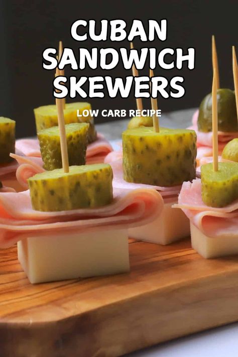 Make low carb Cuban sandwich skewers with all the classic flavors in a quick, easy-to-make recipe. Diabetic-friendly and perfect for a healthy snack or appetizer. Try this easy twist on a Cuban sandwich without the bread. Great for keto and low carb diets. Perfect for family gatherings, meal prep, and lunchbox ideas. Cuban Sandwich Skewers, Keto Easy Snacks, Easy Keto Appetizers, Sandwich Skewers, Sugar Free Protein Bars, Low Carb Sandwiches, Cuban Bread, Low Carb Crackers, Spicy Dip