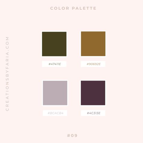 Vibrant and modern olive green, vintage gold and plum color palette | Creations by Faria | Squarespace website design | #purple #vintage #lilac #rustic #feminine #colorinspiration #deeptones #whatcolorgoeswitholivegreen Olive And Lilac Color Schemes, Green And Purple Branding Color Palette, Olive Green And Purple Color Palette, Plum And Green Color Palette, Green Lilac Color Palette, Plum Color Palettes, Plum Color Scheme, Green Color Palettes, Plum Color Palette