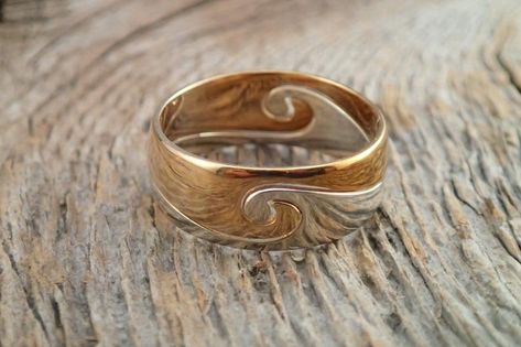 Rose Gold and White Gold Narrow Wave Ring | Etsy Wax Carved Ring, Wax Carving, Carved Ring, Syracuse Ny, Wave Ring, Wax Casting, Lost Wax Casting, Star Ring, Ring Sizer