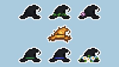 Stardew Valley Fashion Sense Mods, Stardew Mods, Witch Hats, Notes Style, Hats Fashion, Black Tree, Original Fashion, Stardew Valley, Hand Mirror