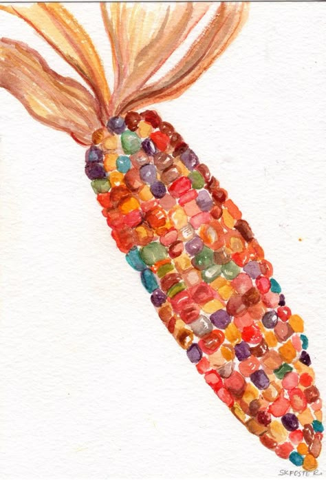 Fall Art Projects, Indian Corn, Fall Wall Decor, Fall Watercolor, Fall Art, Watercolor Art Lessons, Arte Inspo, Contemporary Abstract Art, Autumn Painting