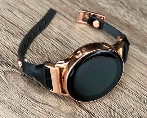 Women Rose Gold Galaxy Watch Active 40mm Strap Band Black Leather Galaxy Watch 42mm Band Rose Gold Galaxy Active2 Band 40mm 44mm Bracelet Gold Galaxy, Rose Gold Apple Watch, Trendy Watches, Gold Apple Watch, Samsung Galaxy Watch, Girls Watches, Rose Gold Bracelet, Rose Gold Jewelry, Gorgeous Bracelet