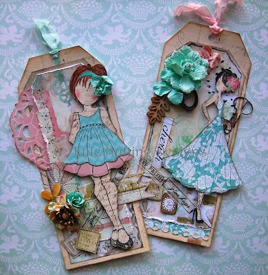 Julie Nutting Designs: ThAnK yOu!! Pochette Diy, Prima Paper Dolls, Prima Doll Stamps, Julie Nutting, Dress Card, Stamp Tag, Mixed Media Tags, Scrapbook Tag, Handmade Tags