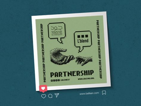 Social Media Poster: Partnership by Mohamed Belfqih Social Media Packages, Media Poster, Social Media Poster, Responsive Design, Post Design, Graphic Design Typography, Post Templates, Graphic Design Posters, Interactive Design