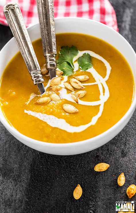 "This Apple Carrot Soup, Best Apple Recipes, Kale Chips Baked, Savory Pumpkin, Vegetable Soup Healthy, Savory Pumpkin Recipes, Pumpkin Recipes Easy, Chewy Granola, Pumpkin Recipe