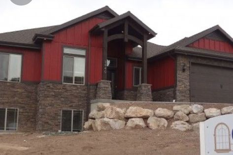 Red Siding House Exterior, Camp Exterior, Red House Exterior, Lp Siding, Hardy Board, Barn Colors, Covered Front Porch, Farmhouse Addition, Livestock Barn