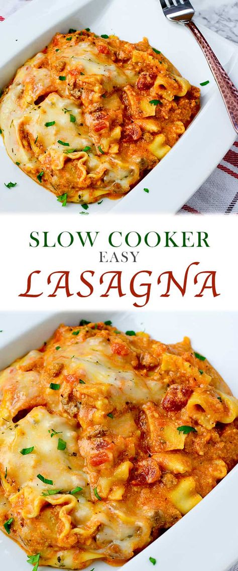 Making a homemade comfort food that the whole family loves just got easier with this SLOW COOKER EASY LASAGNA! This Italian dish often served on special occasions can now be enjoyed on any day thanks to delicious and traditional lasagna ingredients cooked in the crockpot. #slowcooker #slowcookerlasagna #easylasagna Slow Cooker Easy, Crockpot Pasta, Lasagna Recipes, Homemade Comfort Food, Crockpot Lasagna, Slow Cooker Lasagna, Lasagna Ingredients, Traditional Lasagna, Crockpot Dinners