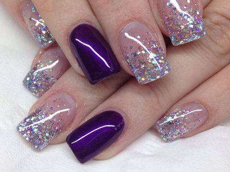 +33 Top Purple Glitter Nails - POLYVORE - Discover and Shop Trends in Fashion, Outfits, Beauty and Home Purple Glitter Nails, Purple Nail Art, Purple Nail Designs, Valentine Nails, Lavender Nails, Nail Design Inspiration, Purple Nail, Sparkle Nails, Nail Designs Glitter